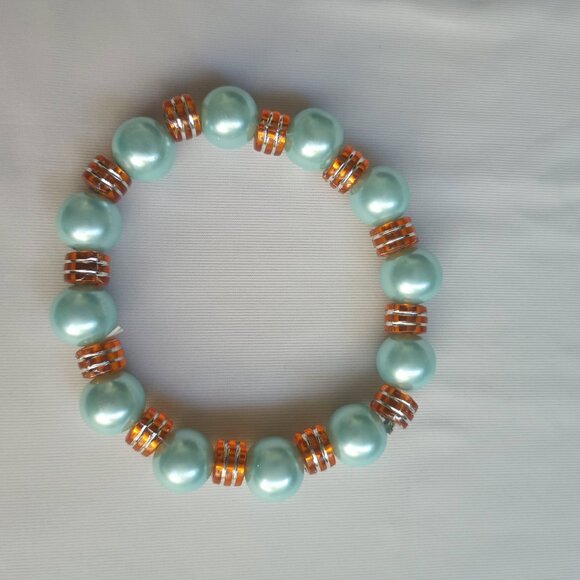 8" Chunky Bead Large Stretch Bracelet Fun Bright Colors Fits Plus Size Wrist - Picture 9 of 14